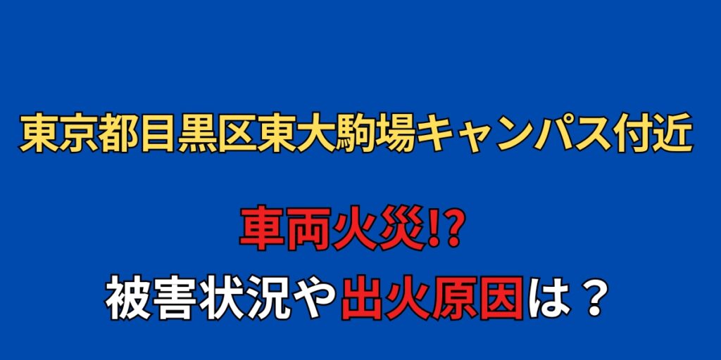 【動画】東京都目黒区東大駒場キャンパス付近で車両火災！？原因や被害状況まとめ！
